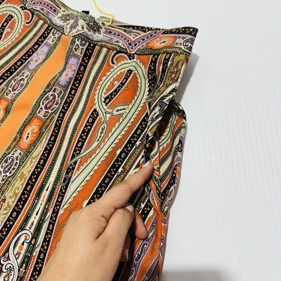 ETRO A-Line Skirt 42 US 6 Orange Multi Color Paisley Jersey Skirt IT NWT $890 - Picture 6 of 8